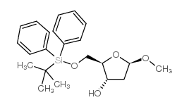5-O-(叔丁基二苯基甲硅烷基)-2-脱氧-b-D-呋喃呋喃糖苷甲基结构式