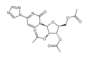 1-(2,3,5-tri-O-acetyl-β-L-arabinofuranosyl)-4-(1,2,4-triazole-1-yl)-1H-pyridinium-2-one结构式