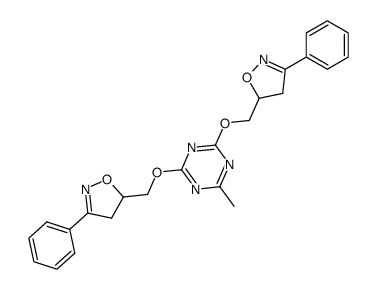 2-methyl-4,6-bis-(3-phenyl-4,5-dihydro-isoxazol-5-ylmethoxy)-[1,3,5]triazine Structure