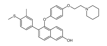 6-(3-methyl-4-methylsulfanyl-phenyl)-5-[4-(2-piperidin-1-yl-ethoxy)-phenoxy]-naphthalen-2-ol结构式