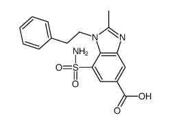 2-methyl-1-(2-phenylethyl)-7-sulfamoylbenzimidazole-5-carboxylic acid结构式