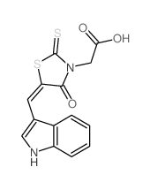 3-Thiazolidineaceticacid, 5-(1H-indol-3-ylmethylene)-4-oxo-2-thioxo-结构式