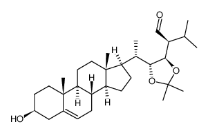 (22R,23R,24S)-24-formylcholest-5-ene-3β,22,23-triol 22,23-acetonide结构式
