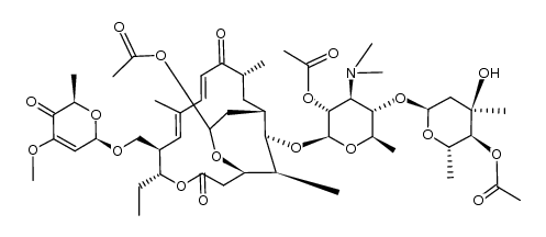 2',4'',20-tri-O-acetyl-2''',3'''-didehydro-2'''-demethoxy-4'''-deoxy-4'''-oxotylosin 3,20-hemiacetal结构式