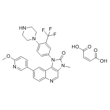 1-(3-三氟甲基-4-(哌嗪-1-基)苯基)-8-(6-甲氧基吡啶-3-基)-3-甲基-1H-咪唑并[4,5-C]喹啉-2(3H)-酮马来酸盐结构式