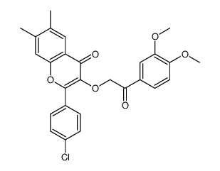 2-(4-chlorophenyl)-3-[2-(3,4-dimethoxyphenyl)-2-oxoethoxy]-6,7-dimethylchromen-4-one Structure