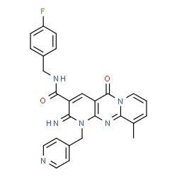 N-(4-fluorobenzyl)-2-imino-10-methyl-5-oxo-1-(4-pyridinylmethyl)-1,5-dihydro-2H-dipyrido[1,2-a:2,3-d]pyrimidine-3-carboxamide structure