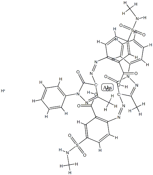 hydrogen bis[2-[(4,5-dihydro-3-methyl-5-oxo-1-phenyl-1H-pyrazol-4-yl)azo]-5-[(methylamino)sulphonyl]benzoato(2-)]chromate(1-)结构式