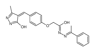 2-[4-[(Z)-(3-methyl-5-oxo-1H-pyrazol-4-ylidene)methyl]phenoxy]-N-[(E)-1-phenylethylideneamino]acetamide结构式