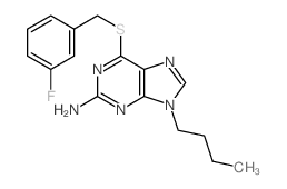 9H-Purin-2-amine,9-butyl-6-[[(3-fluorophenyl)methyl]thio]-结构式