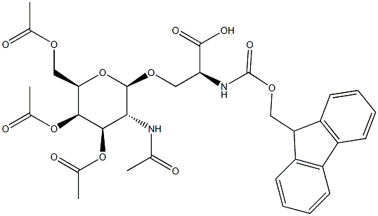 N-[(9H-Fluoren-9-ylmethoxy)carbonyl]-O-[3,4,6-tri-O-acetyl-2-(acetylamino)-2-deoxy-beta-D-galactopyranosyl]-L-serine structure