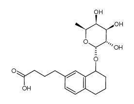 1-[7-(3-carboxypropyl)-1,2,3,4-tetrahydro-1(R,S)-naphthyl]-α-L-fucopyranose Structure