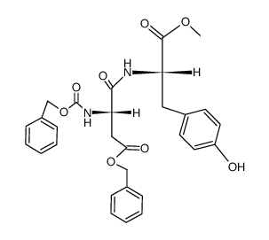 N-(benzyloxycarbonyl)-β-benzyl-L-aspartyl-D-tyrosine methyl ester结构式