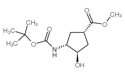 (1R,2R,4S)-N-Boc-1-氨基-2-羟基环戊烷-4-羧酸甲酯结构式