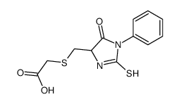 2-[(5-oxo-1-phenyl-2-sulfanylideneimidazolidin-4-yl)methylsulfanyl]acetic acid Structure