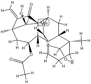 (4R,14R,20S)-11β-Acetoxy-7α,20:18,20-diepoxy-14,18-dihydroxykaur-16-en-15-one Structure