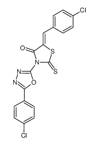 5-(4-chloro-benzylidene)-3-[5-(4-chloro-phenyl)-[1,3,4]oxadiazol-2-yl]-2-thioxo-thiazolidin-4-one结构式
