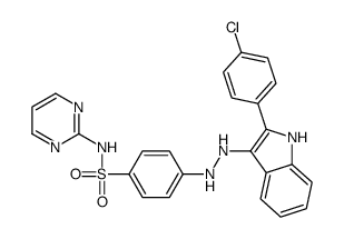 4-[2-[2-(4-chlorophenyl)-1H-indol-3-yl]hydrazinyl]-N-pyrimidin-2-ylbenzenesulfonamide Structure