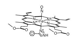 nitrosyl(protoporphyrin IX dimethyl esterato)iron(II) 4-phenylimidazole complex Structure