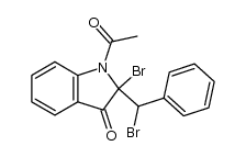 1-acetyl-2-bromo-2-(bromo(phenyl)methyl)indolin-3-one Structure