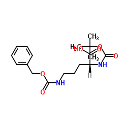 N-叔丁氧羰基-N'-苄氧羰基-D-鸟氨酸结构式