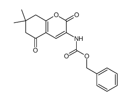 3-(benzyloxycarbonyl)amino-7,7-dimethyl-5-oxo-5,6,7,8-tetrahydro-2H-1-benzopyran-2-one结构式