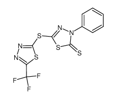 3-phenyl-5-(5-trifluoromethyl-[1,3,4]thiadiazol-2-ylsulfanyl)-3H-[1,3,4]thiadiazole-2-thione Structure