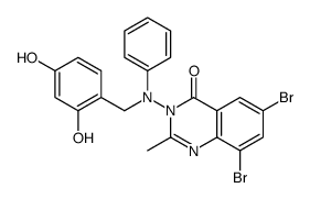 6,8-dibromo-3-[N-[(2,4-dihydroxyphenyl)methyl]anilino]-2-methylquinazolin-4-one结构式