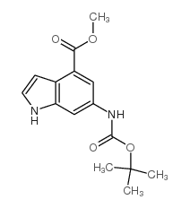 6-(叔丁氧羰基氨基)-1H-吲哚-4-羧酸甲酯结构式