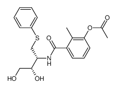 3-(((2R,3S)-3,4-dihydroxy-1-(phenylthio)butan-2-yl)carbamoyl)-2-methylphenyl acetate结构式