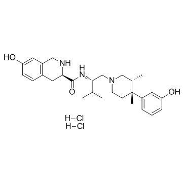 (3R)-1,2,3,4-四氢-7-羟基-N-[(1S)-1-[[(3R,4R)-4-(3-羟基苯基)-3,4-二甲基-1-哌啶基]甲基]-2-甲基丙基]-3-异喹啉甲酰胺盐酸盐结构式