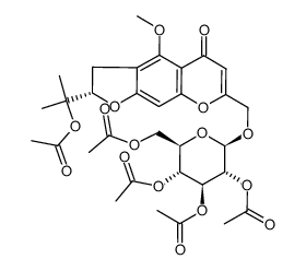 (2R,3R,4S,5R,6R)-2-(acetoxymethyl)-6-(((S)-2-(2-acetoxypropan-2-yl)-4-methoxy-5-oxo-2,3-dihydro-5H-furo[3,2-g]chromen-7-yl)methoxy)tetrahydro-2H-pyran-3,4,5-triyl triacetate Structure