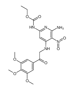 ethyl (6-amino-5-nitro-4-((2-oxo-2-(3,4,5-trimethoxyphenyl)ethyl)amino)pyridin-2-yl)carbamate结构式