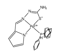 Pd(η(3)-N(4),N(5),N(3)-pyrrole-2-carbaldehyde thiosemicarbazone)(PPh3) Structure