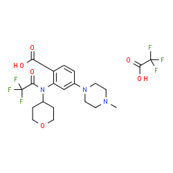 4-(4-Methylpiperazin-1-yl)-2-(2,2,2-trifluoro-N-(tetrahydro-2H-pyran-4-yl)acetamido)benzoic acid 2,2,2-trifluoroacetate structure