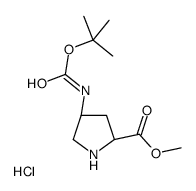(2R,4R)-Methyl 4-((tert-butoxycarbonyl)amino)pyrrolidine-2-carboxylate hydrochloride structure