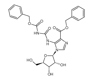 benzyl 5-(3-((benzyloxy)carbonyl)ureido)-1-((2R,3R,4S,5R)-3,4-dihydroxy-5-(hydroxymethyl)tetrahydrofuran-2-yl)-1H-imidazole-4-carboxylate结构式
