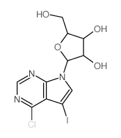 7H-Pyrrolo[2,3-d]pyrimidine,4-chloro-5-iodo-7-b-D-ribofuranosyl-结构式