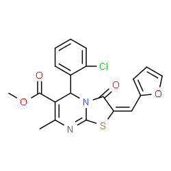 methyl 5-(2-chlorophenyl)-2-(2-furylmethylene)-7-methyl-3-oxo-2,3-dihydro-5H-[1,3]thiazolo[3,2-a]pyrimidine-6-carboxylate结构式