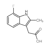 (7-氟-2-甲基-1H-吲哚-3-基)乙酸结构式
