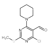 4-chloro-2-methylsulfanyl-6-piperidin-1-ylpyrimidine-5-carbaldehyde结构式