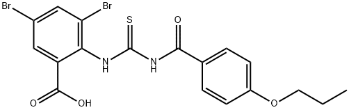 3,5-dibromo-2-[[[(4-propoxybenzoyl)amino]thioxomethyl]amino]-benzoic acid picture