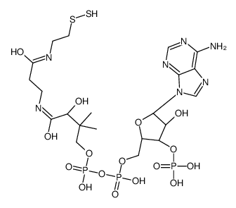 [[(2R,3S,4R,5R)-5-(6-aminopurin-9-yl)-4-hydroxy-3-phosphonooxyoxolan-2-yl]methoxy-hydroxyphosphoryl] [(3R)-4-[[3-[2-(disulfanyl)ethylamino]-3-oxopropyl]amino]-3-hydroxy-2,2-dimethyl-4-oxobutyl] hydrogen phosphate Structure