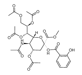 methyl 5-acetamido-4,7,8,9-tetra-O-acetyl-3,5-dideoxy-2-O-salicyoyl-D-galacto-2-nonulopyranoside Structure