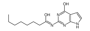 N-(4-oxo-1,7-dihydropyrrolo[2,3-d]pyrimidin-2-yl)octanamide结构式