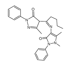 N-(3'-methyl-1'-phenyl-4'-valerylidene-2'-pyrazolin-5'-one)-4-aminoantipyrine结构式