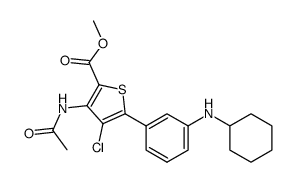 methyl 3-acetamido-4-chloro-5-(3-(cyclohexylamino)phenyl)thiophene-2-carboxylate Structure