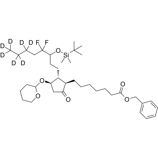 11-O-Tetrahydropyranyl-15-O-tert-butyldimethylsilyl-lubiprostone-d7 Phenylmethyl Ester Structure