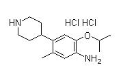 5-甲基-2-(1-甲基乙氧基)-4-(4-哌啶)-苯胺二盐酸盐结构式