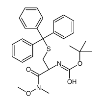N-叔丁氧羰基-S-三苯甲基半胱氨酸-N-甲氧基-N-甲基酰胺结构式